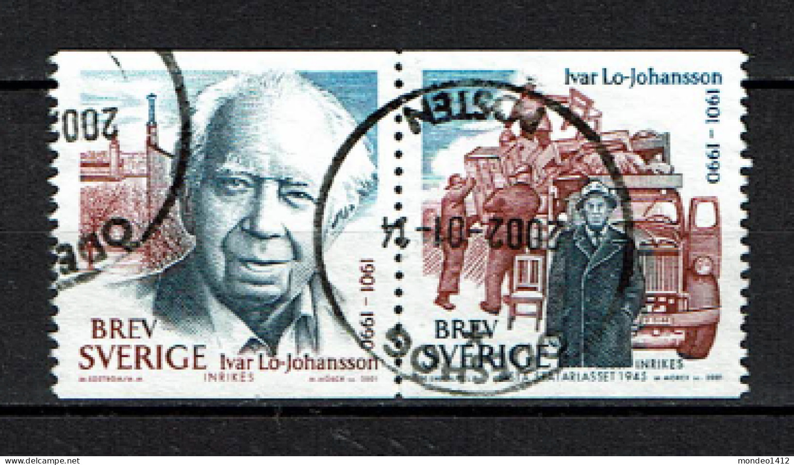 Sweden 2001 - Anniversary Of The Birth Of Ivar Lo-Johansson, Swedish Writer Of The Proletarian School - Used - Usados