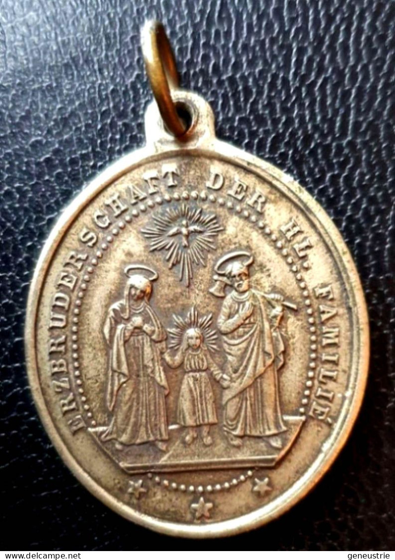 Pendentif Médaille Religieuse Bronze Argenté Allemagne Fin XIXe "St Joseph - Chapelle De Ste Rosalie / Sainte Famille" - Religion &  Esoterik