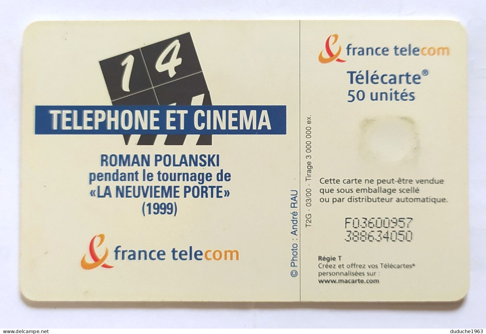 Télécarte France - Téléphone Et Cinéma - Roman Polanski - Unclassified
