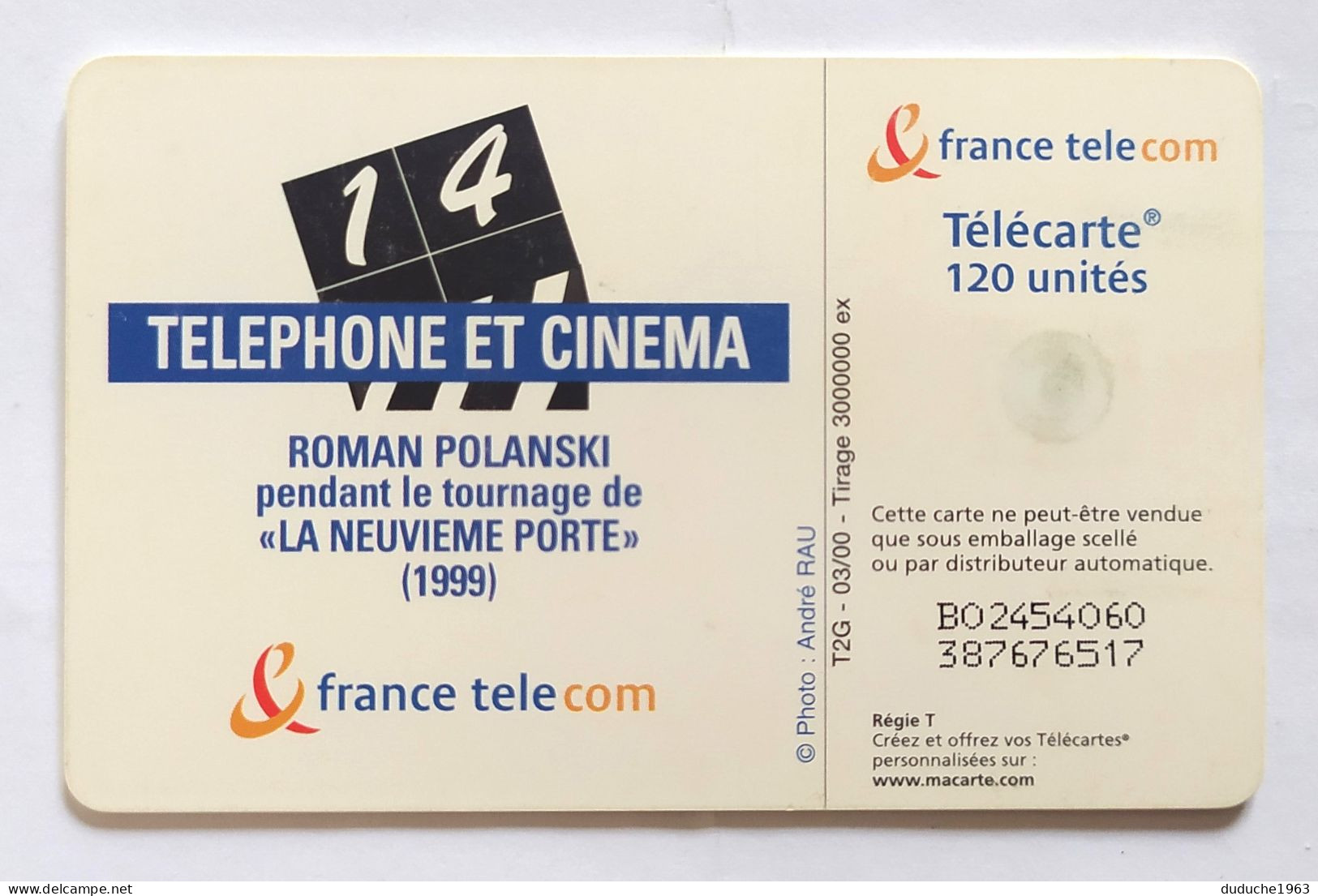 Télécarte France - Téléphone Et Cinéma - Roman Polanski - Non Classés