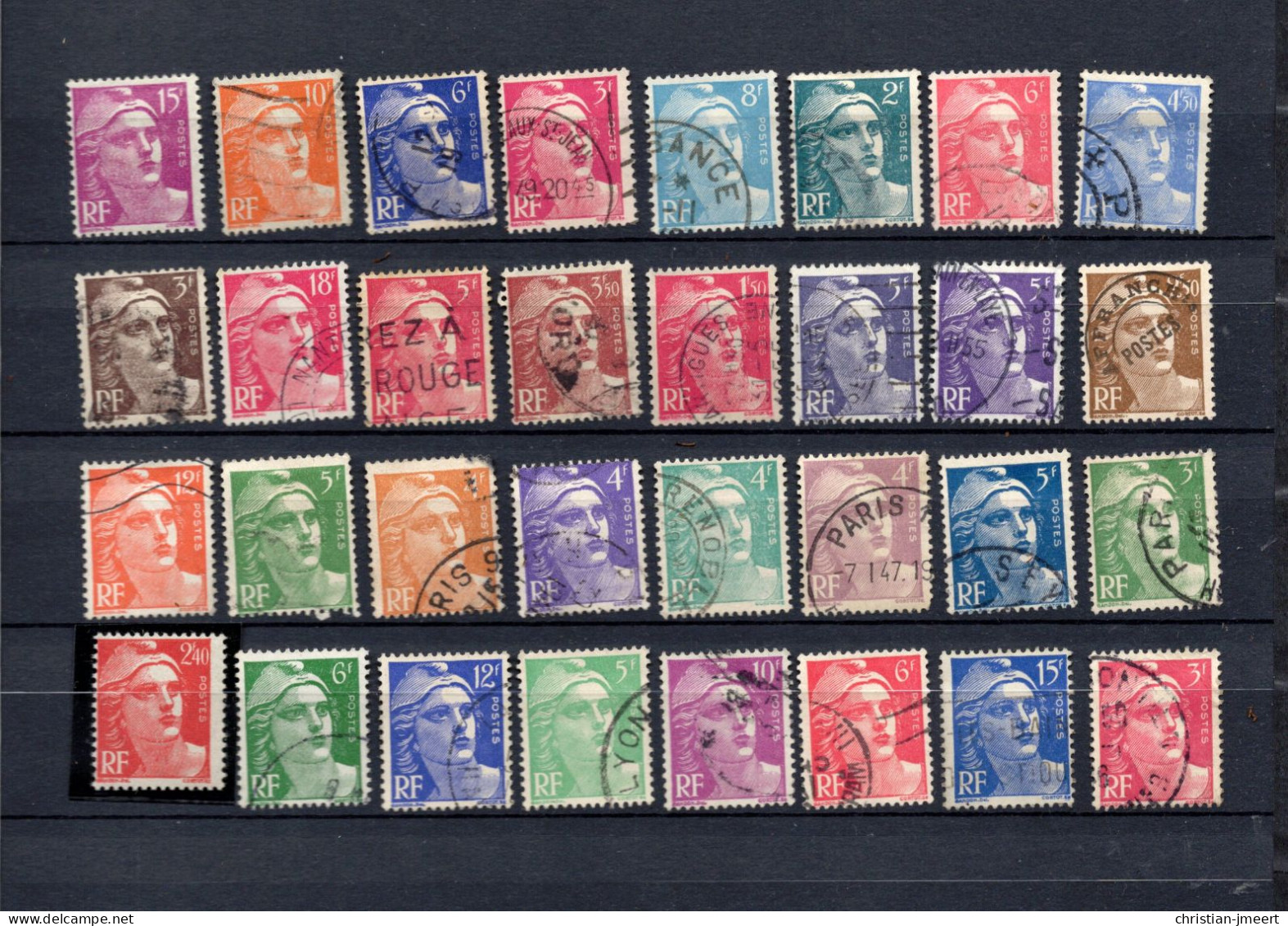 France  Marianne Lot Oblitérés 85 Timbres Plus Petite Lettre - 1945-54 Marianne De Gandon