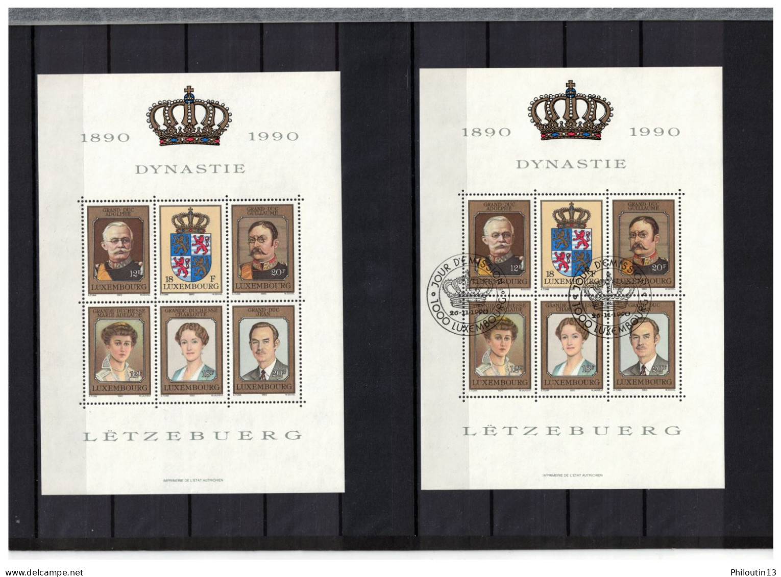 LUXEMBOURG Lot De 2 Blocs Feuillets N° 16 ** / MNH Et Oblitéré Cote 24€ - Blocks & Kleinbögen