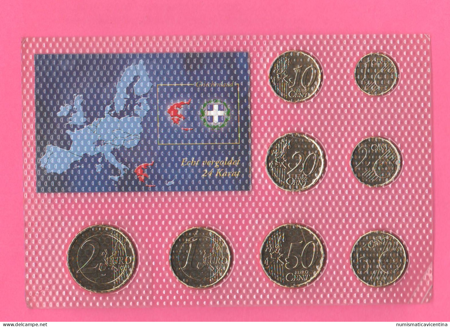 Greece Coins Set 1 2 5 10 20 50 Cents + 1 2 € Euro Gold Plated Grecia 2003 Plaqué Or Vergoldet Finland Placcate Oro 24 K - Finlandia