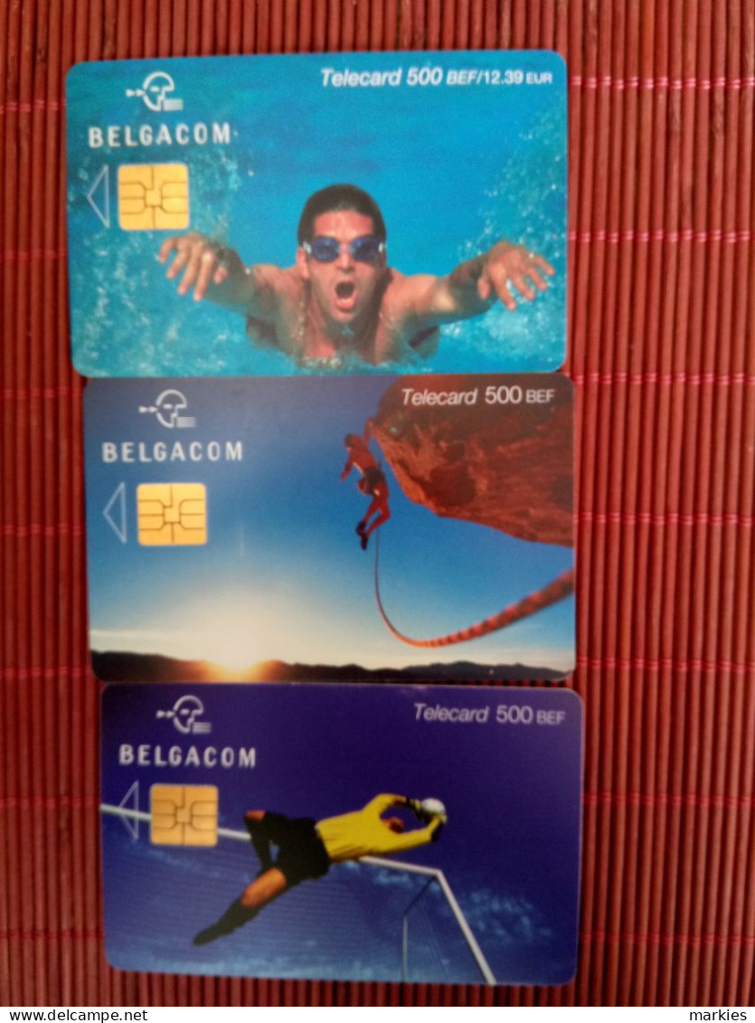 Sport 3 Phonecards 500 BEF Belgium Used - Met Chip