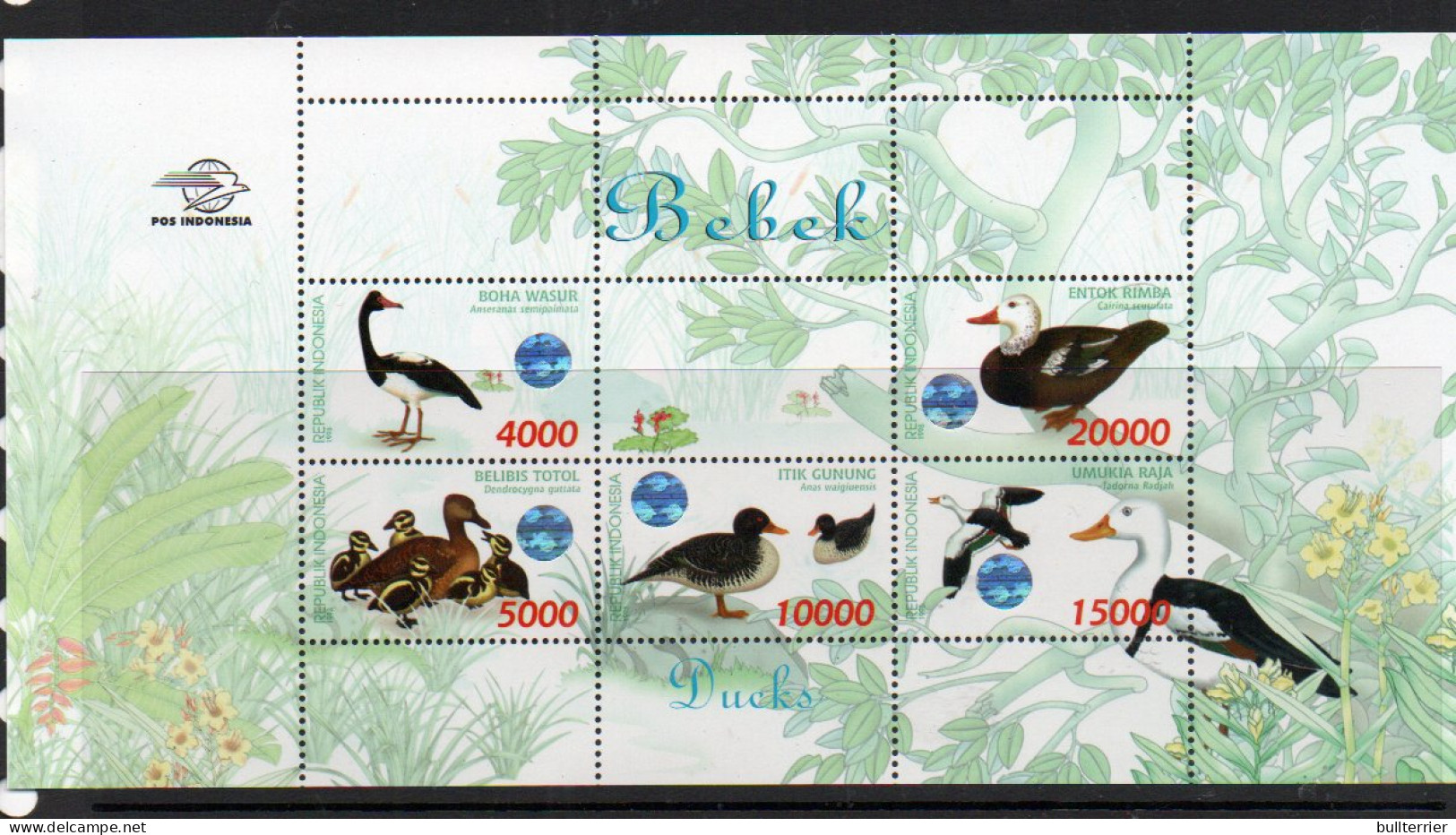 BIRDS - INDONESIA-  1998- WATERFOWL SOUVENIR SHEET  MINT NEVER HINGED,SG £30 - Piccioni & Colombe