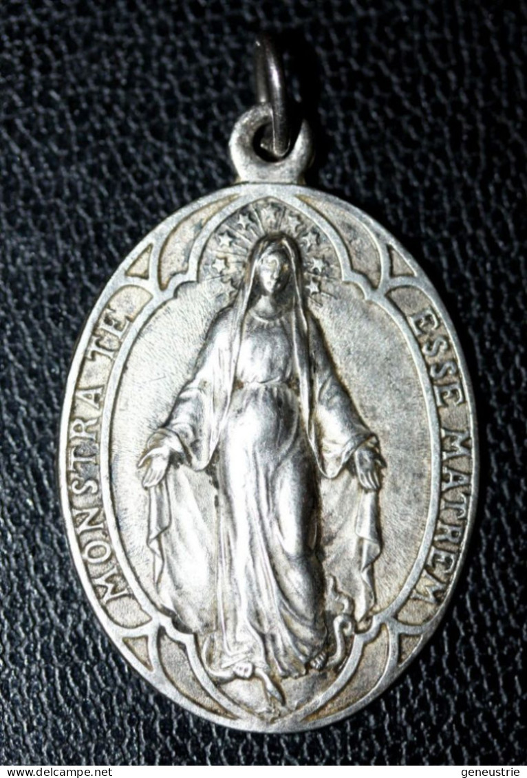 Pendentif Médaille Religieuse Argenté Début XXe "Congrégation Des Enfants De Marie" Religious Medal - Religión & Esoterismo