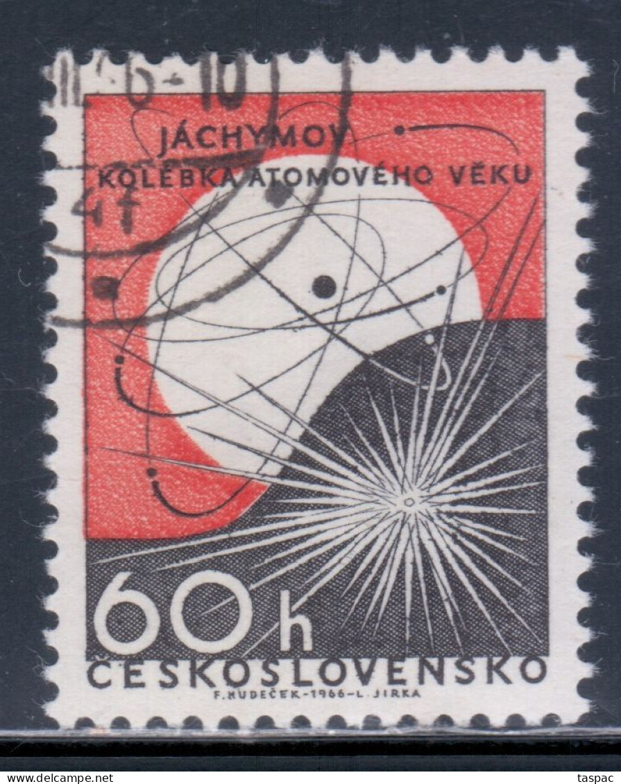 Czechoslovakia 1966 Mi# 1645 Used - Jachymov (Joachimsthal) / Atom Symbol And Sun - Atom