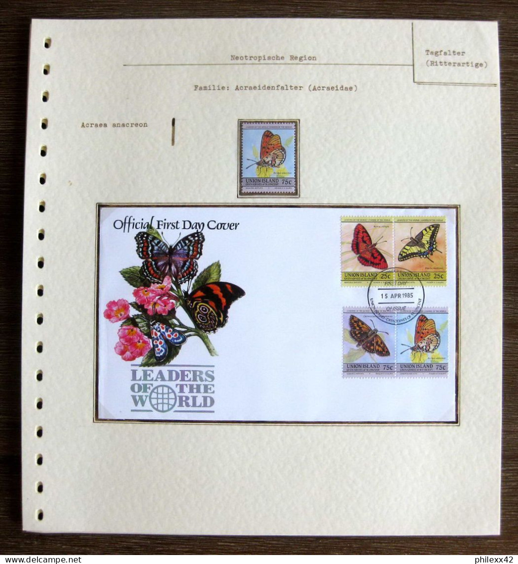 54738 Union Island 1985 Fdc Papillons Papillon Schmetterlinge Butterfly Butterflies Neufs ** MNH - Schmetterlinge