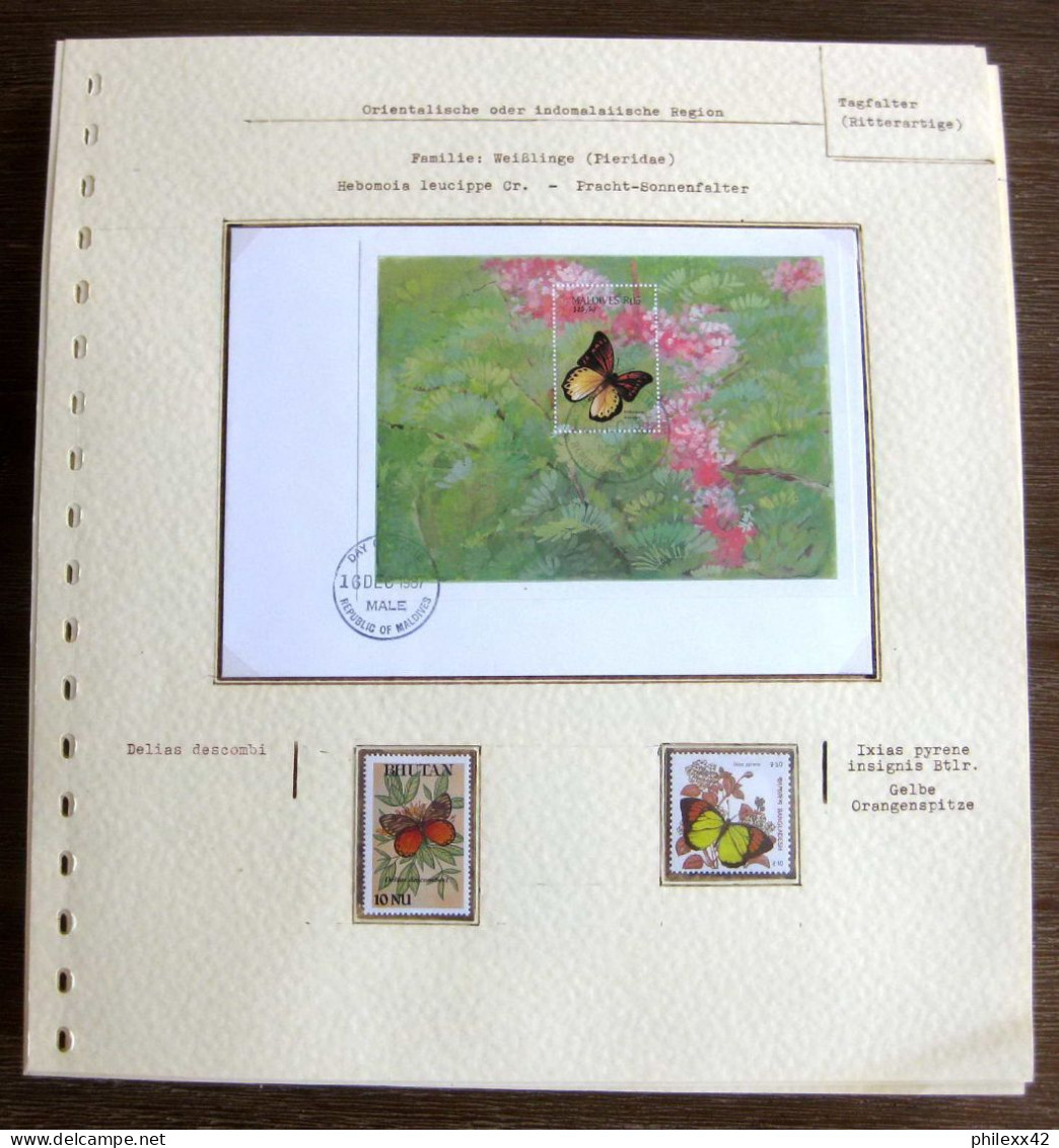 54549 Bhutan Bangladesh Maldives Islands Fdc 1987 Papillons Papillon Schmetterlinge Butterfly Butterflies Neufs ** MNH - Vlinders