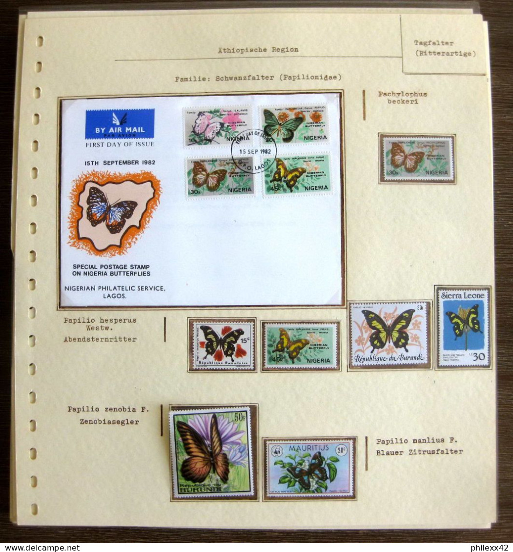 54370 Nigeria 1982 Fdc Mauritus Sierra Leone Burundi Papillons Schmetterlinge Butterfly Butterflies Neufs ** MNH - Vlinders