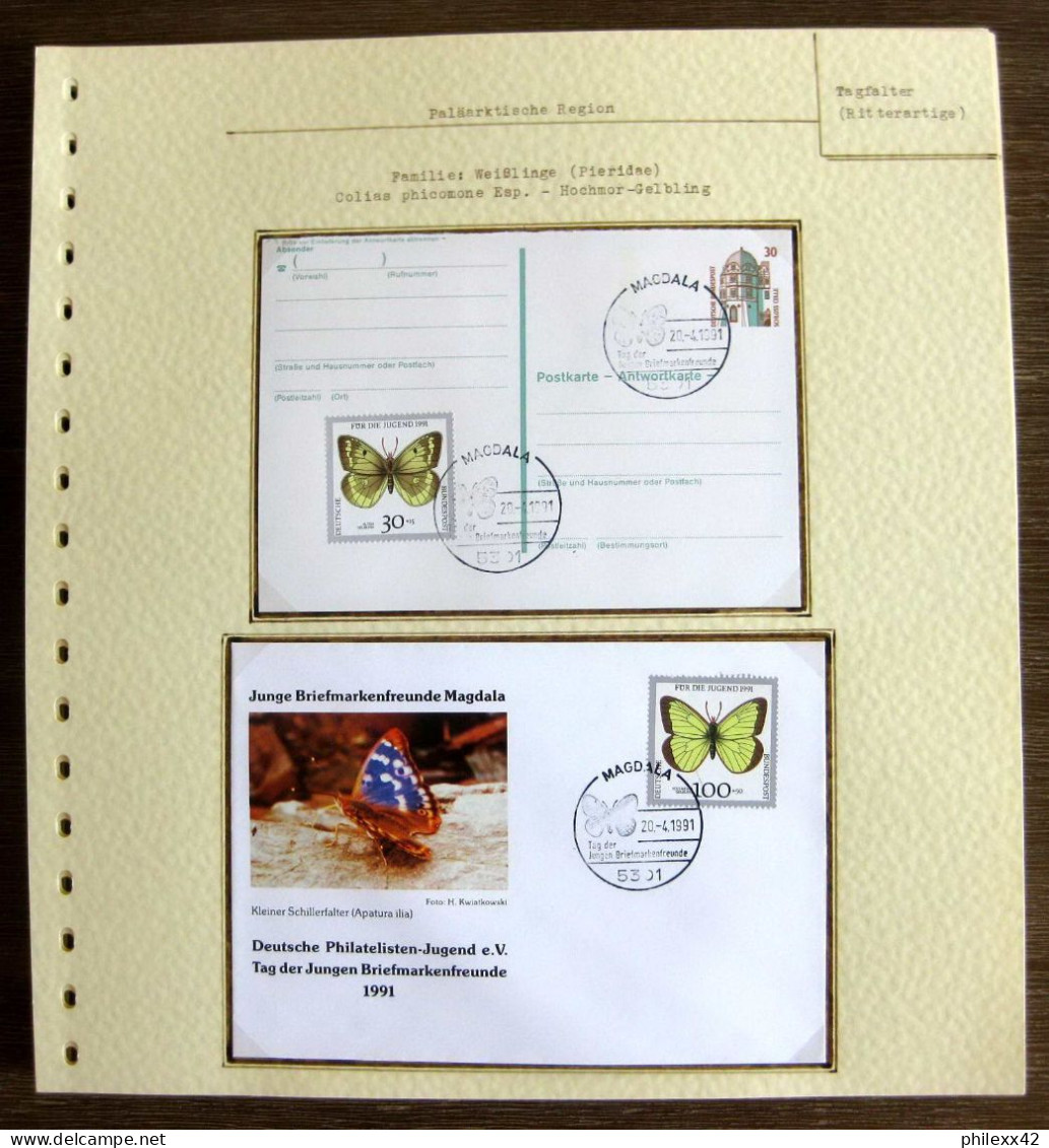 54330 2 Pages Syrie Syria Germany Allemagne Fdc Stationery Papillons Schmetterlinge Butterfly Butterflies Neufs ** MNH - Vlinders