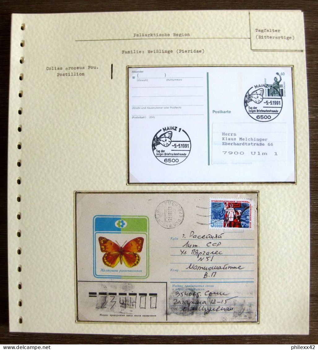 54333 2 Pages Allemagne Germany Russia Entier Stationery Papillon Schmetterlinge Butterfly Butterflies Neufs ** MNH - Papillons