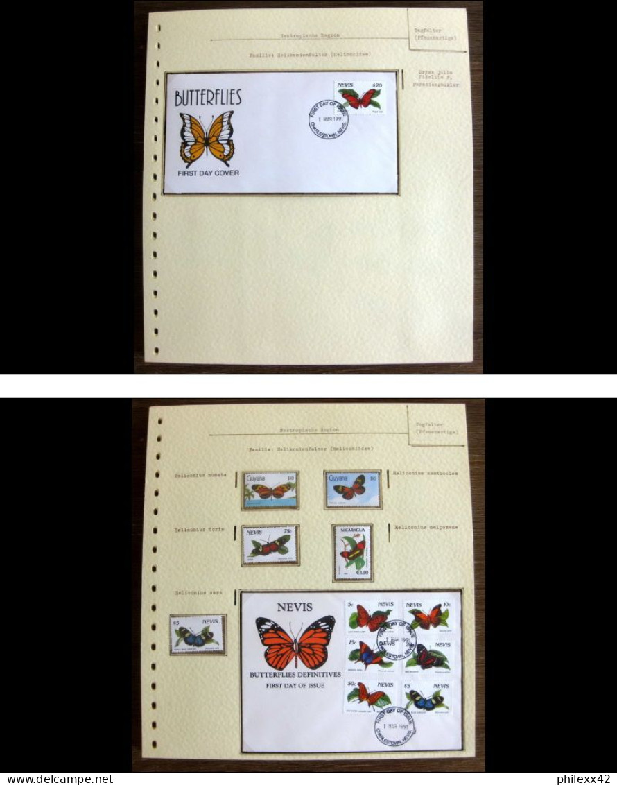 54262 Nevis Fdc 2 Pages Papillons Papillon Schmetterlinge Butterfly Butterflies Neufs ** MNH - Schmetterlinge