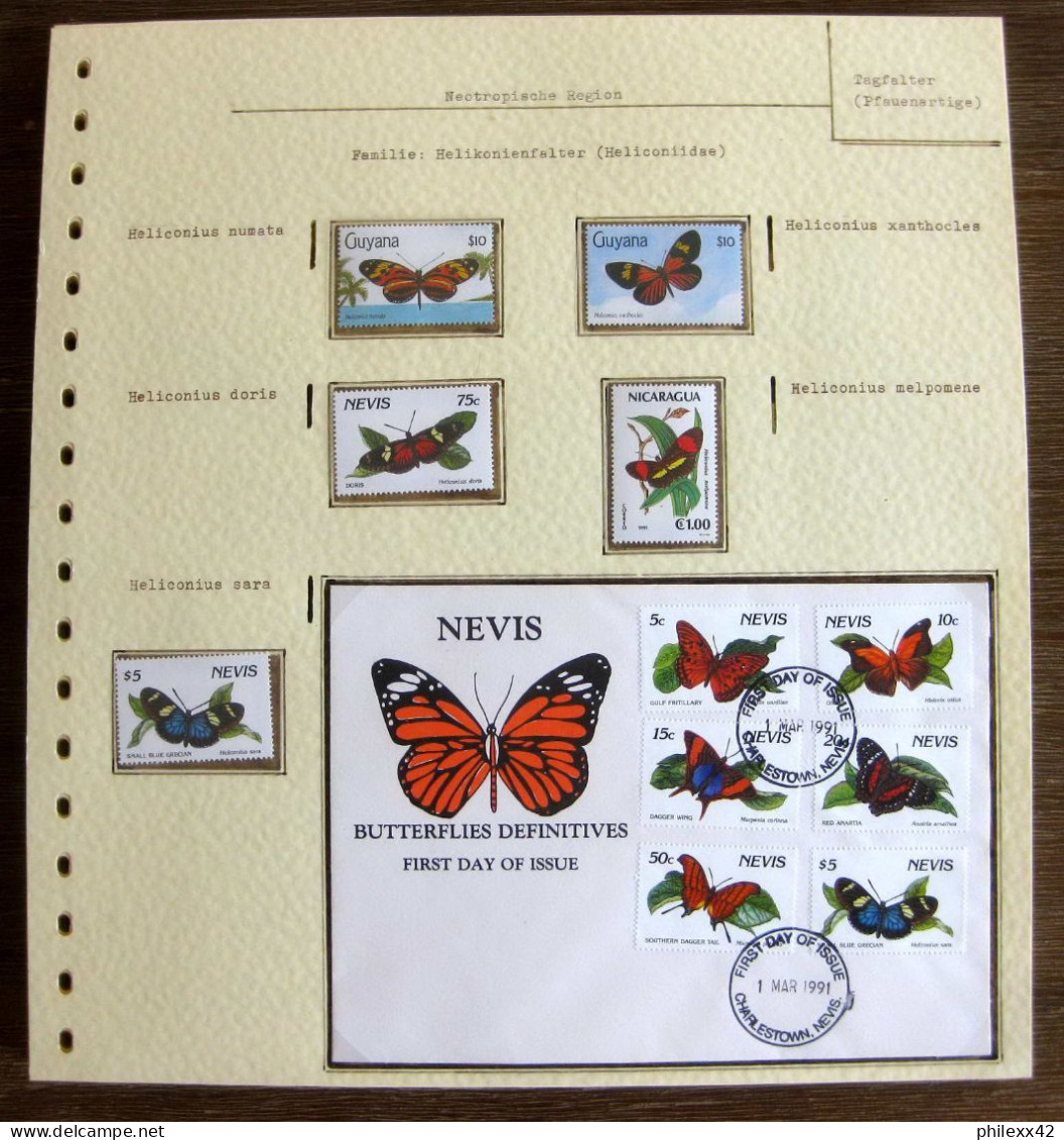 54262 Nevis Fdc 2 Pages Papillons Papillon Schmetterlinge Butterfly Butterflies Neufs ** MNH - Schmetterlinge