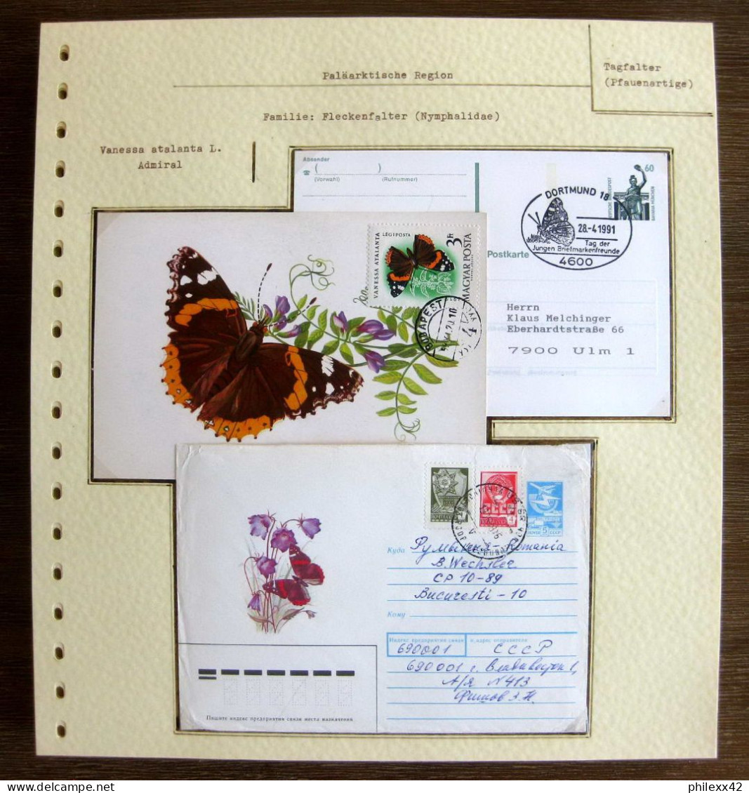 54162 Hongrie Russie Russia Allemagne Entier Stationery Papillons Schmetterlinge Butterfly Butterflies Neufs ** MNH - Butterflies