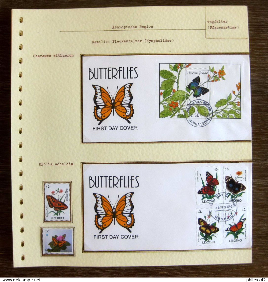 54093 Sierra Leone Lesotho Fdc Papillons Papillon Schmetterlinge Butterfly Butterflies Neufs ** MNH - Vlinders