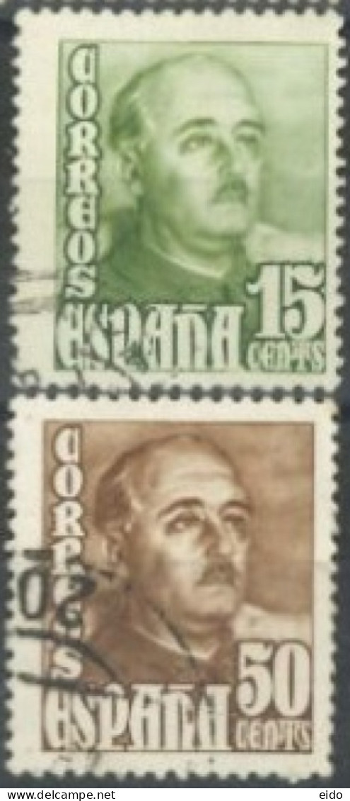 SPAIN, 1948/49, GENERAL FRANCO STAMPS SET OF 2, # 752, &765, USED. - Gebraucht