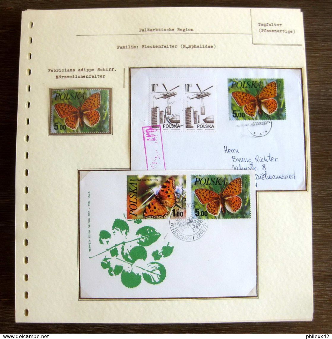 54060 Pologne (Poland) Fdc 2 Pages Papillons Papillon Schmetterlinge Butterfly Butterflies Neufs ** MNH - Papillons