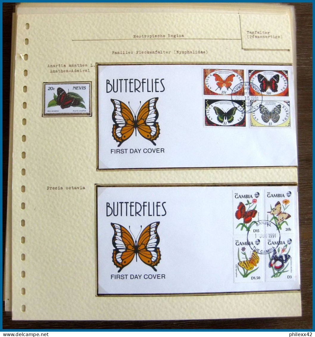 54016 Gambia Gambie Antigua Fdc Papillons Papillon Schmetterlinge Butterfly Butterflies Neufs ** MNH - Papillons