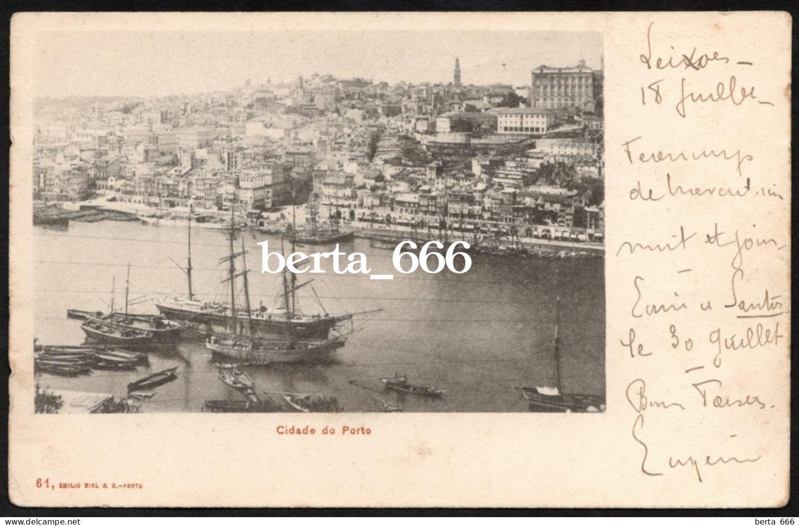 Porto * Centro Histórico * Barcos No Rio Douro * Nº 61 Edição Emilio Biel * Circulado 1913 - Porto