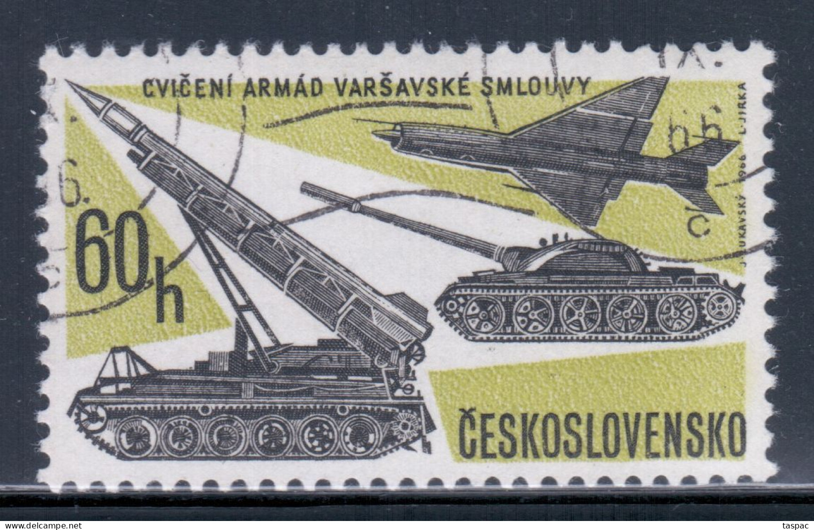 Czechoslovakia 1966 Mi# 1646 Used - Missile Carrier, Tank And Jet Plane MiG-21 / Space - Usati