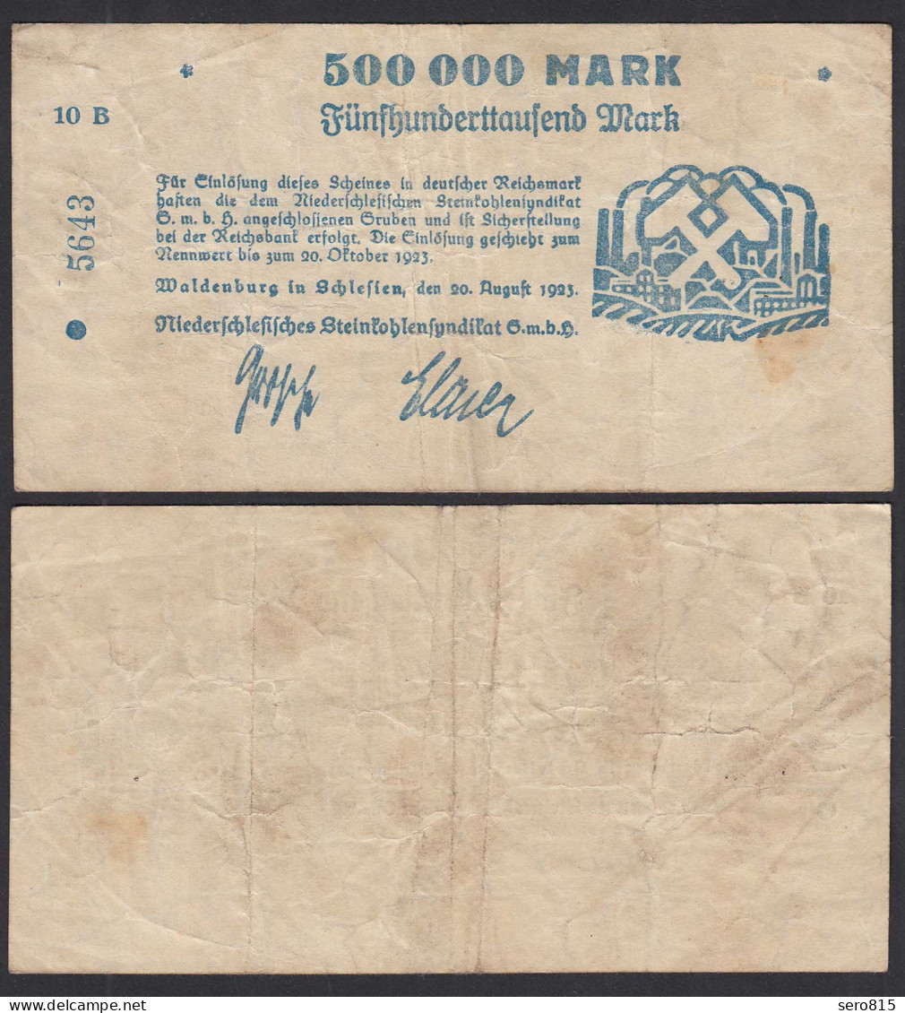 Waldenburg 500-tausend Mark 1923 Schlesien Steinkohle-Syndikat    (31070 - Autres & Non Classés
