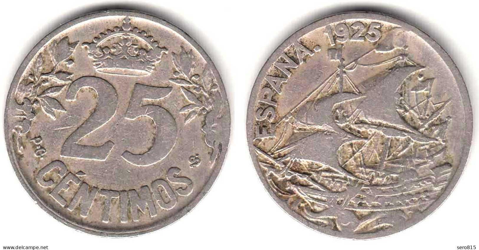 25 Centimos 1925 - Spanien King Alfonso XIII (1886 - 1941)     (31730 - Andere & Zonder Classificatie