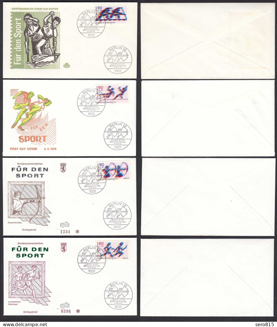 4 Stück FDC 1979 Berlin Und Bundesrepublik BRD Für Den Sport Mi. 596-97+1009-10  - Sonstige & Ohne Zuordnung