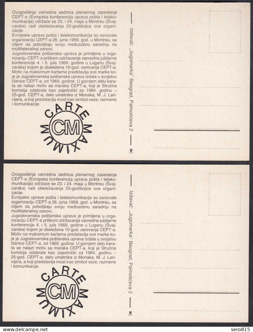 Yugoslavia 1984 Maximum Cards Europa CEPT Mi. 2046-47   (27149 - Other & Unclassified