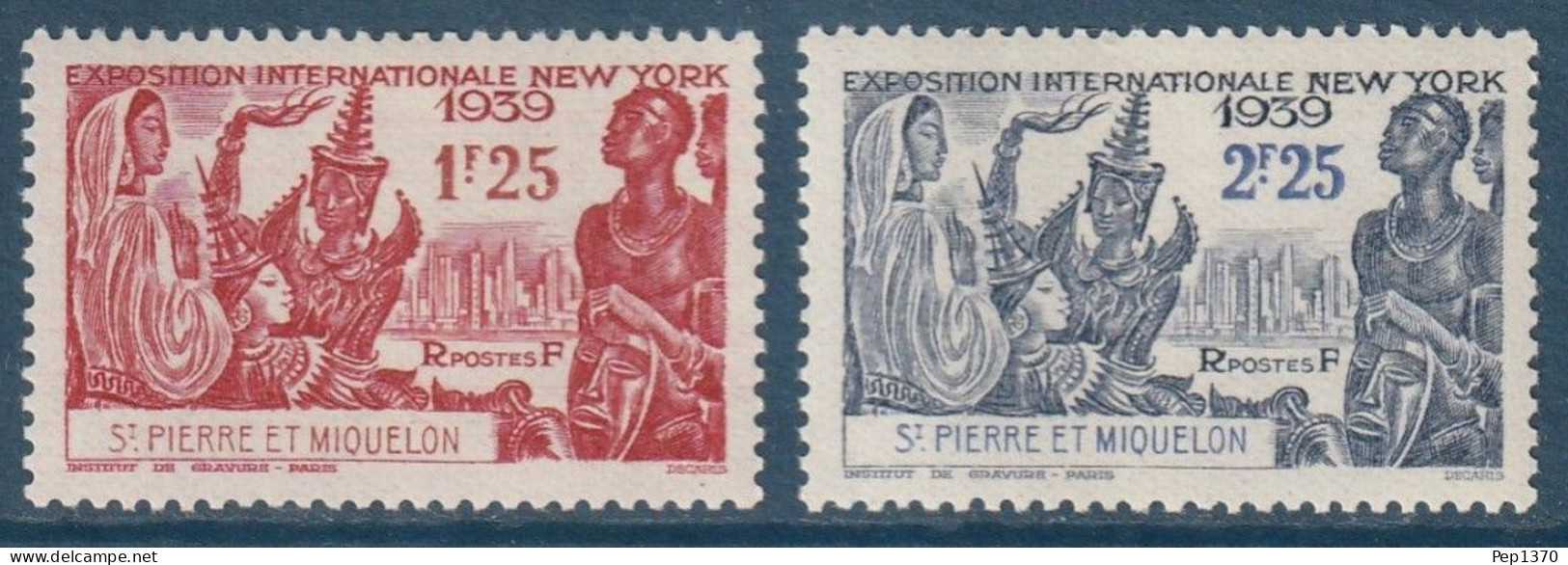 SAINT PIERRE ET MIQUELON 1939 - EXPO NEW YORK - YVERT 189/190* - Ungebraucht