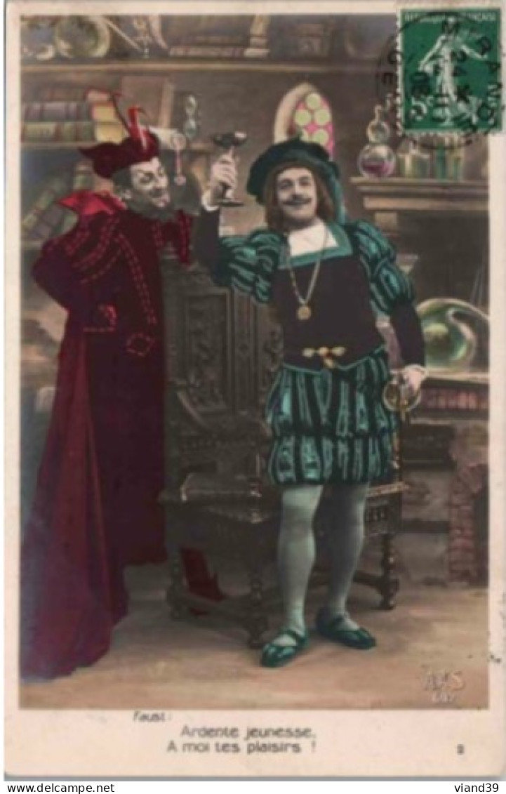 FAUST  " Ardente Jeunesse".   - CPA De 1909 - Theatre