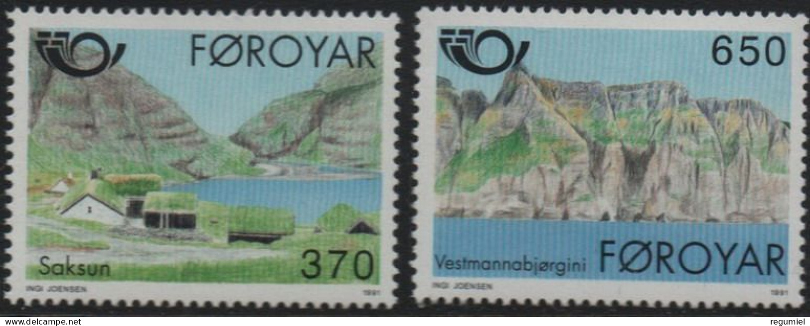 Feroe 215/216 ** MNH. 1991 - Faroe Islands