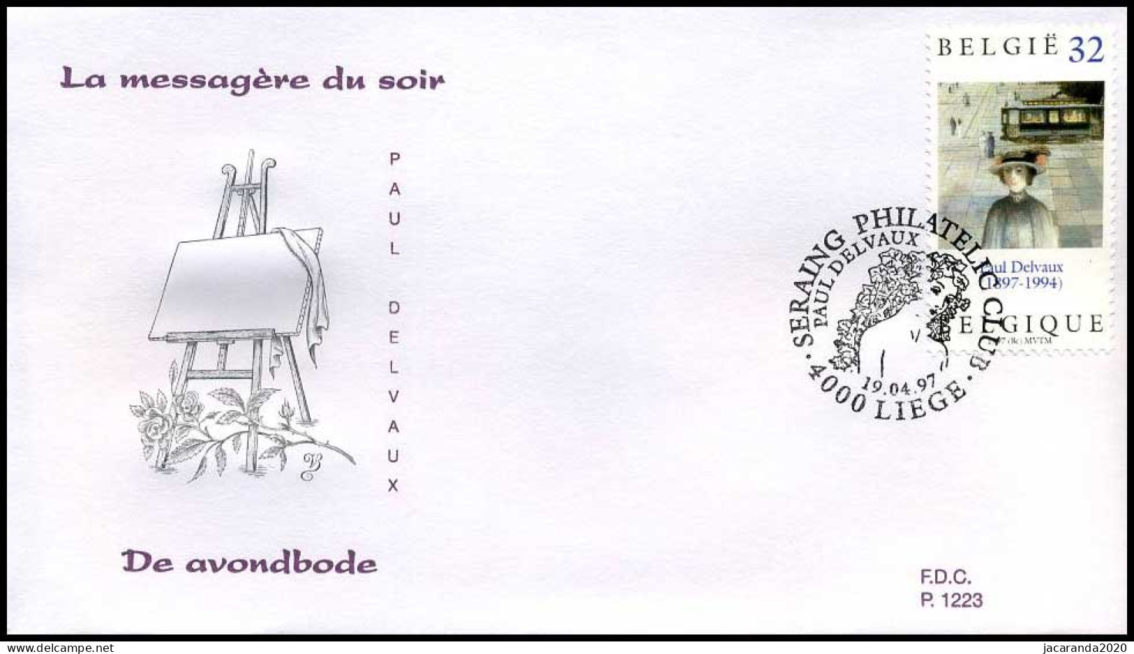 2701 - FDC - Paul Delvaux (1897-1994)  #6  P1223 - Stempel: Liège - 1991-2000