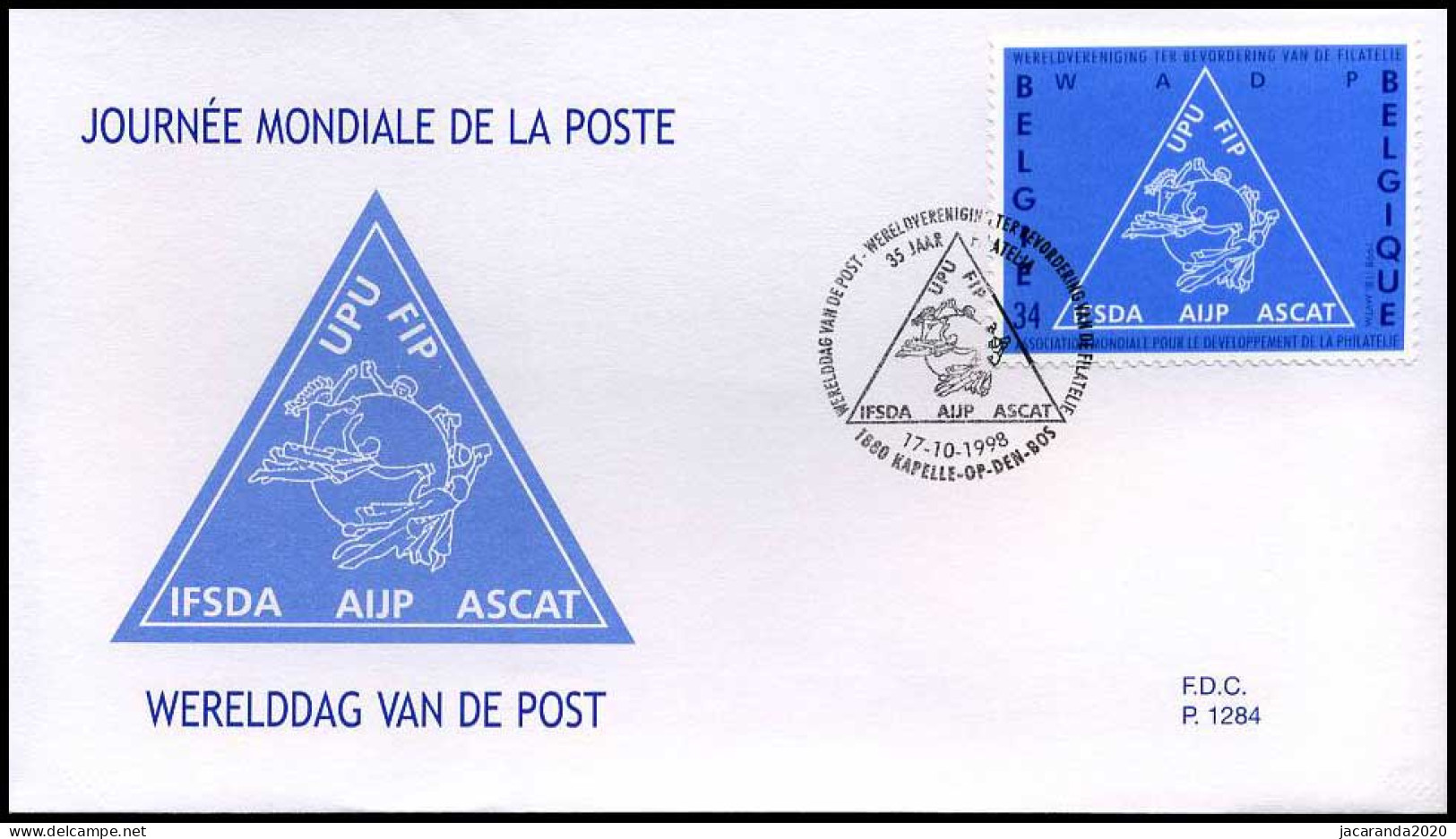 2784 - FDC - Werelddag Van De Post  #1  P1284 - 1991-2000