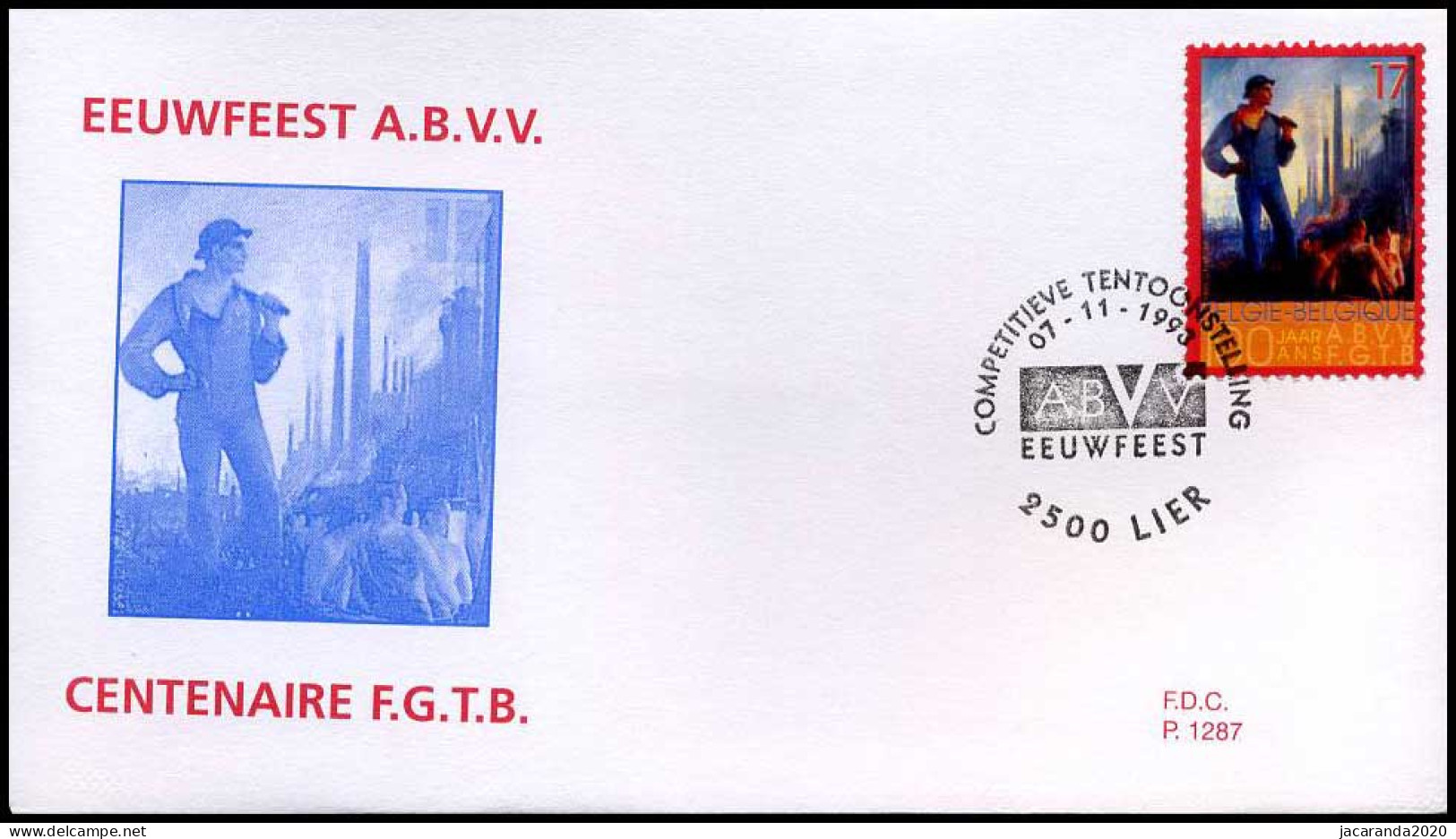 2788 - FDC - ABVV  #2  P1287 - 1991-2000