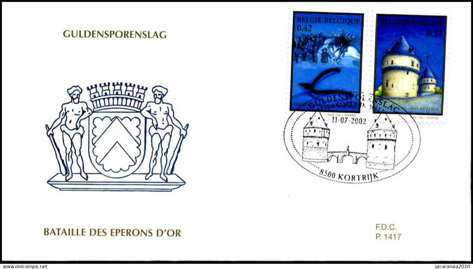 3088/89 - FDC - 700 Jaar Guldensporenslag In Kortrijk #1 P1417 - 2001-2010