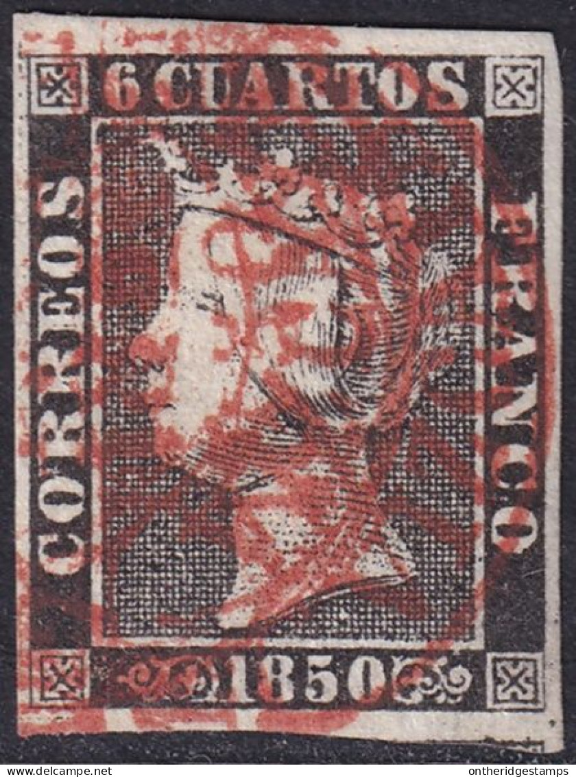 Spain 1850 Sc 1b España Ed 1 Used Vizcaya Date (baeza) Cancel Type I Position 2 - Oblitérés