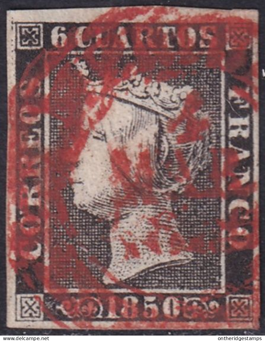 Spain 1850 Sc 1b España Ed 1 Used Date (baeza) Cancel Type I Position 2 - Oblitérés