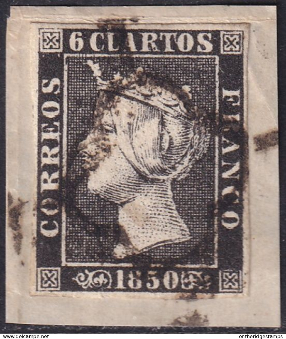 Spain 1850 Sc 1a España Ed 1Ap Used Spider (araña) Cancel Type II Position 18 On Piece - Gebruikt