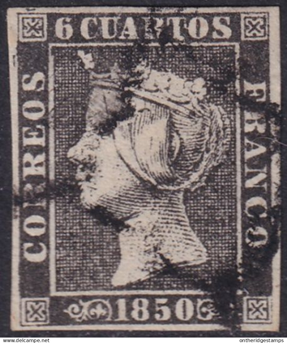 Spain 1850 Sc 1 España Ed 1A Used Spider (araña) Cancel Type II Position 7 - Oblitérés