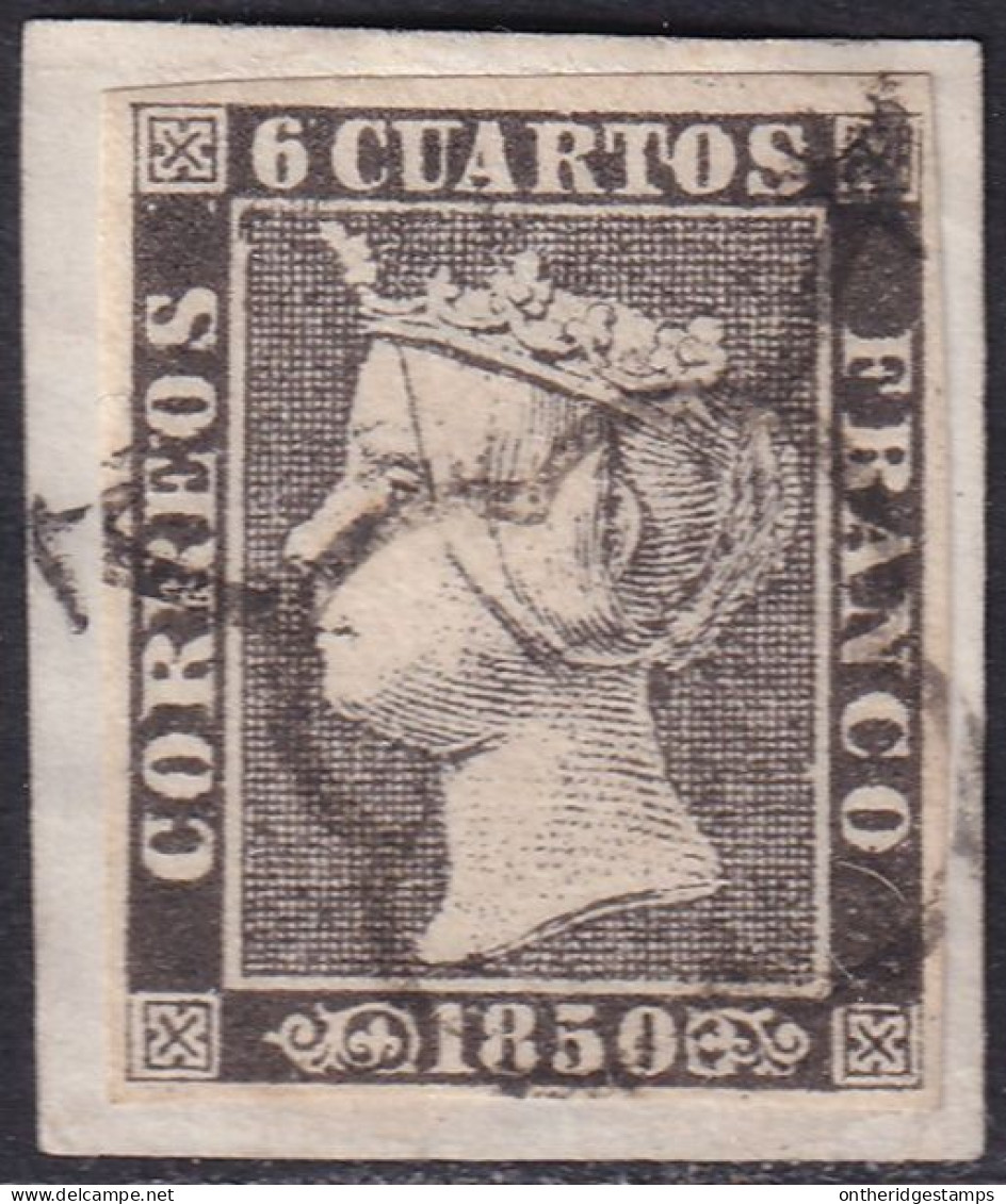 Spain 1850 Sc 1 España Ed 1A Used Spider (araña) Cancel Type II Position 20 On Piece - Usados