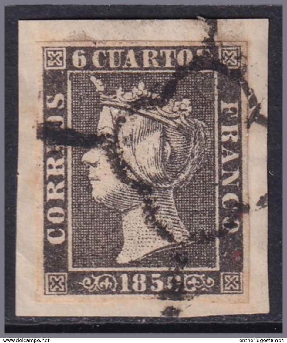 Spain 1850 Sc 1 España Ed 1A Used Spider (araña) Cancel Type II Position 13 On Piece - Used Stamps