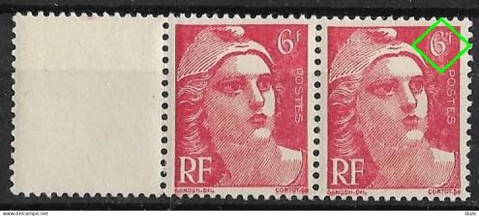 France - 1945/47 - Variété  Paire Marianne De Gandon 6 F. Rouge Y&T N° 721 **  Neuf Luxe (voir Descriptif) - Nuevos