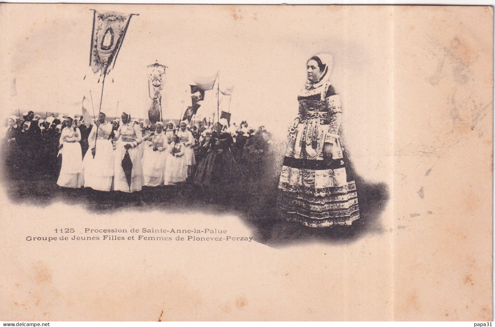 Procession De Saint Anne La Palue  - Groupe De Jeunes Filles Et Femmes De Plonevez-Porzay - Carte Précurseur - Plonévez-Porzay