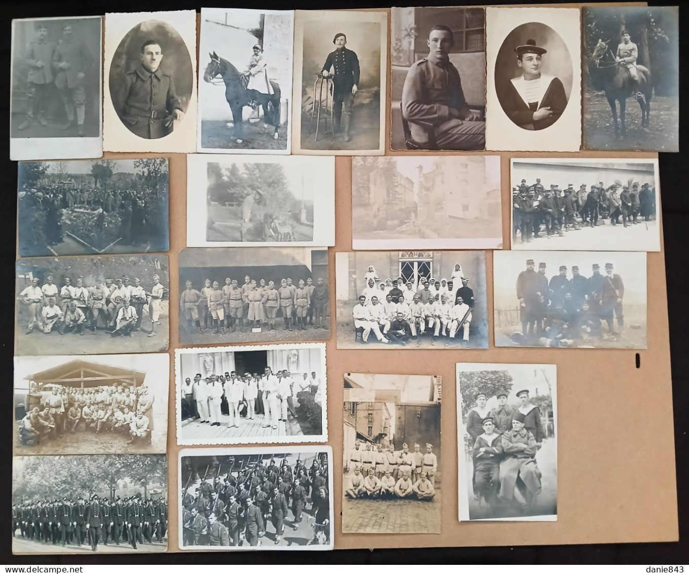 Lot De 20 CARTES PHOTOS MILITARIA - Régiments, Compagnie, Soldats, Officiers, Cérémonies, Ect... Voir Le Scan - 5 - 99 Postcards