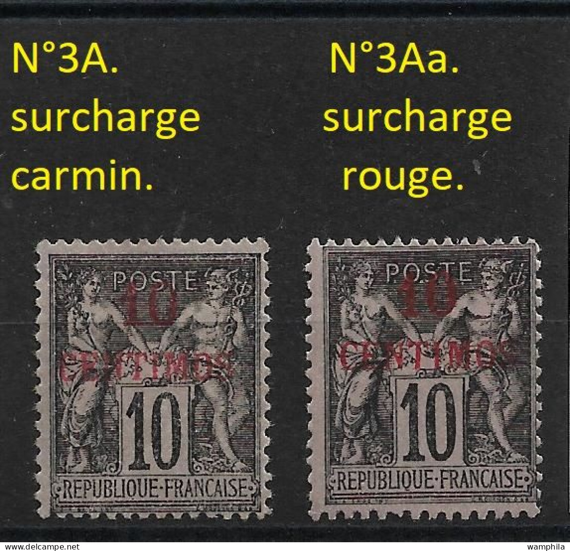 Maroc N°3A/3Aa*. Surcharge Carmin Et Rouge. Cote 176€. - Unused Stamps