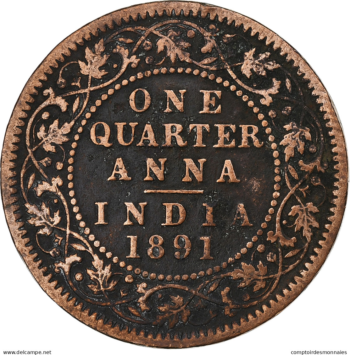 Inde Britannique, Victoria, 1/4 Anna, 1891, Calcutta, Cuivre, TB, KM:486 - Kolonies