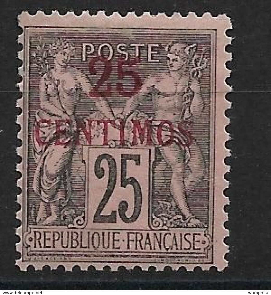 Maroc N°5*. Surcharge Carmin . Cote 35€. - Unused Stamps