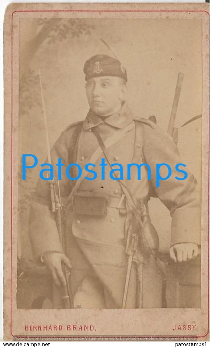 219088 ROMANIA JASSY COSTUMES MILITARY SOLDIER PHOTOGRAPHER BERNHARD BRAND  6.5 X 10.5 CM CARD VISIT PHOTO NO POSTCARD - Photographs