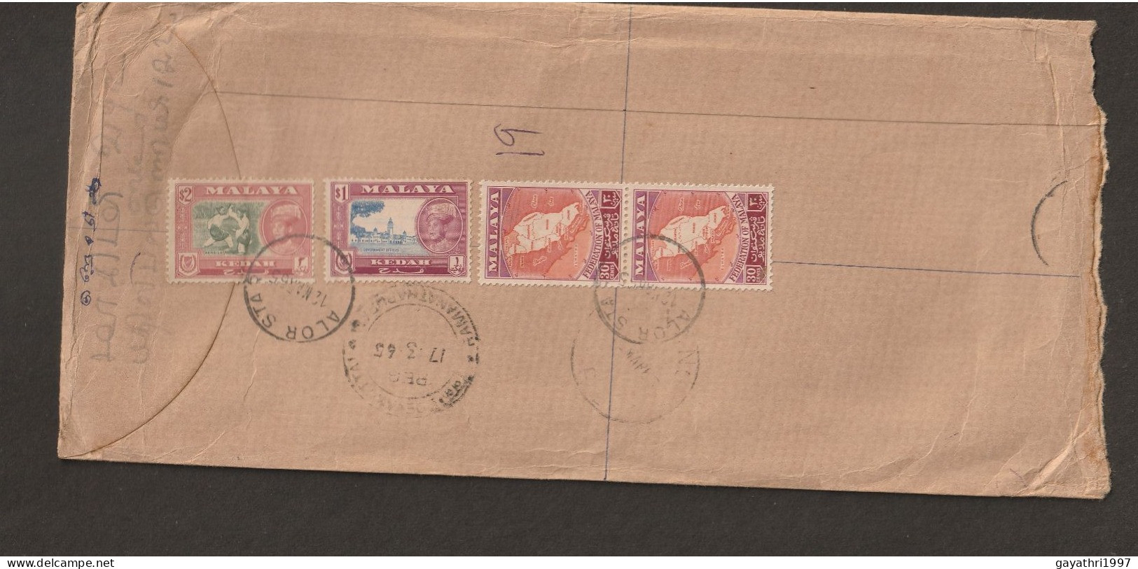 Malaya 1963 Malaya Stamp And Kedah Stamp  Used From Malaya To India Long Cover High Value Stamp(L16) - Kedah